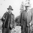 Burton H. Barndollar on the left with Dr. Howard Romig, early Anchorage physician, in 1932.