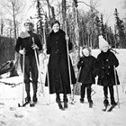 William, Emma, Sigrid, and Helve Enatti on a ski outing, ca. 1921.