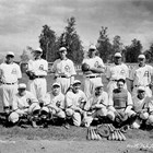 Anchorage All-Stars baseball team, 1936.  Star pitcher John V. "Vic" Nelson, far left.