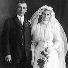 Carl Rivers (1882-1957) and his second wife, Hilma Lauren Rivers (1882-1970) on their wedding day in Brainerd, Minnesota, July 4, 1915.  