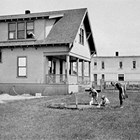The U.S. Marshal's office and family quarters, 4th Avenue and F Street in Anchorage, where the Stasers lived, 1923-1933.
