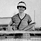 Barbara Staser, after winning a tennis singles competition, 1925.