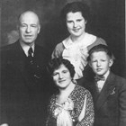 A portrait of John Beaton with his second wife, Mary “Mae,” her daughter Jean, and their son Neil Daniel. ca. mid 1930s.