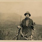 Jane Mears was ready to cope with new environments, first in Panama and then in Alaska. She hunted alongside her husband, Frederick, and is shown here with a caribou she had shot. 