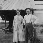 John D. "Bud" and Daisy Whitney probably at their homestead, which stood near the Boniface Parkway entrance to Fort Richardson, near Ship Creek.  