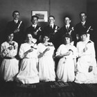 Vera Kimball is the second girl on the left. Photograph taken when she was in junior high school.