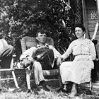 Edith and Myron Edward "John" Ames in front of their home, ca. 1930.