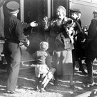 Matanuska Colonists arriving in Palmer. Atwood was a supporter of the Matanuska Colony development, which coincided with his arrival in Anchorage in 1935.