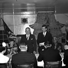Petitioning for Statehood. Bob Atwood and Governor Ernest Gruening at the Aleutian Gardens Restaurant, Anchorage, January 10, 1947.