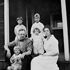 The Barnett family in front of their home on L Street between 5th and 6th Avenues, Anchorage, 1923.