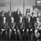 Alaska Railroad management staff, 1929.  John Todd "J.T." Cunningham, Sr. is seated first on the left.