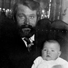 Arne Erickson with son Hans, Flat, Alaska, 1917.