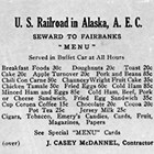Alaska Railroad Menu, 1921.