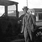 Frederick "Fred" Schodde with his Ford Model T, one of the first automobiles in Anchorage, 1927.