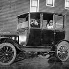 Marie Schodde and her daughters in their Ford Model T, 1927.