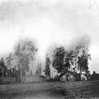 The Sperstad homestead cabin, 1928. The area became the intersection of International Airport Road and Arctic Boulevard, in south Anchorage.