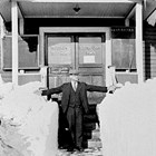 Dayton Stoddard in front of Anchorage City Hall, where he held the job of city clerk from 1925 to 1933.
