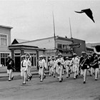 The Anchorage Band marching on 4th Avenue, Anchorage, 1938.