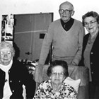 Seated, left: May Teeland Bowman, born in Ruby, 1913; center: Hazel Teeland Ostrander, born in Nome, 1908. Standing, center: Walter Teeland, born in Cleary City, 1907; right, Mabel Teeland Holbrook, born Goldstream, 1909.