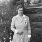 Mabel P. Truesdell in Grey Lady uniform, Anchorage.