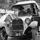 A Tryck family outing, crossing the Little Susitna River, 1923.