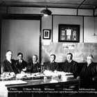 Frederick Mears (sitting on far left) with the administrative staff of the Alaskan Engineering Commission, ca. 1920-1924, after he returned from World War I.   