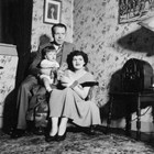 Bert and Nona Weeda with their son, Bert, in their well-appointed Anchorage home, ca. 1935.  Burt Weeda was the brother of Luther "L.J." or "Osky" Weeda.