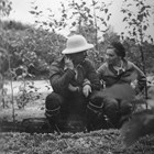 Luther "L.J." or “Osky” Weeda and Henrietta “Hank” Marsden, 1935, shortly after they first met, possibly on a camera club outing to Eklutna Lake, north of Anchorage.  