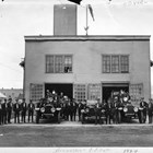 Anchorage Fire Department, 1924. The firemen stand proudly beside their equipment which includes the American LaFrance pumper that Thomas "Tom" Bevers and fire chief J. W. Green used to extinguish a major fire at the Evan Jones coal mine near Sutton in November 1922.