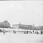 The Anchorage hockey team, which included Thomas "Tom" Culhane, playing at Fairbanks during the Fairbanks 1935 Winter Carnival. Anchorage was decisively beaten.