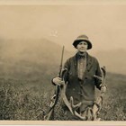 Jane Mears was ready to cope with new environments, first in Panama and then in Alaska. She hunted alongside her husband, Frederick, and is shown here with a caribou she had shot.