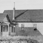 Another view of Holy Family Catholic Church and rectory.  Father O'Flanagan was known for wearing an old set of working clothes to shovel out the walkways around the church.